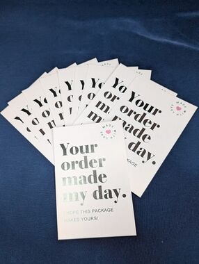 10 Pack Pink "Your Order Made My Day" Thank You Cards - Seller Supplies